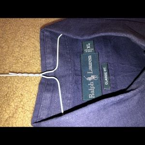 Navy blue linen short sleeve button down